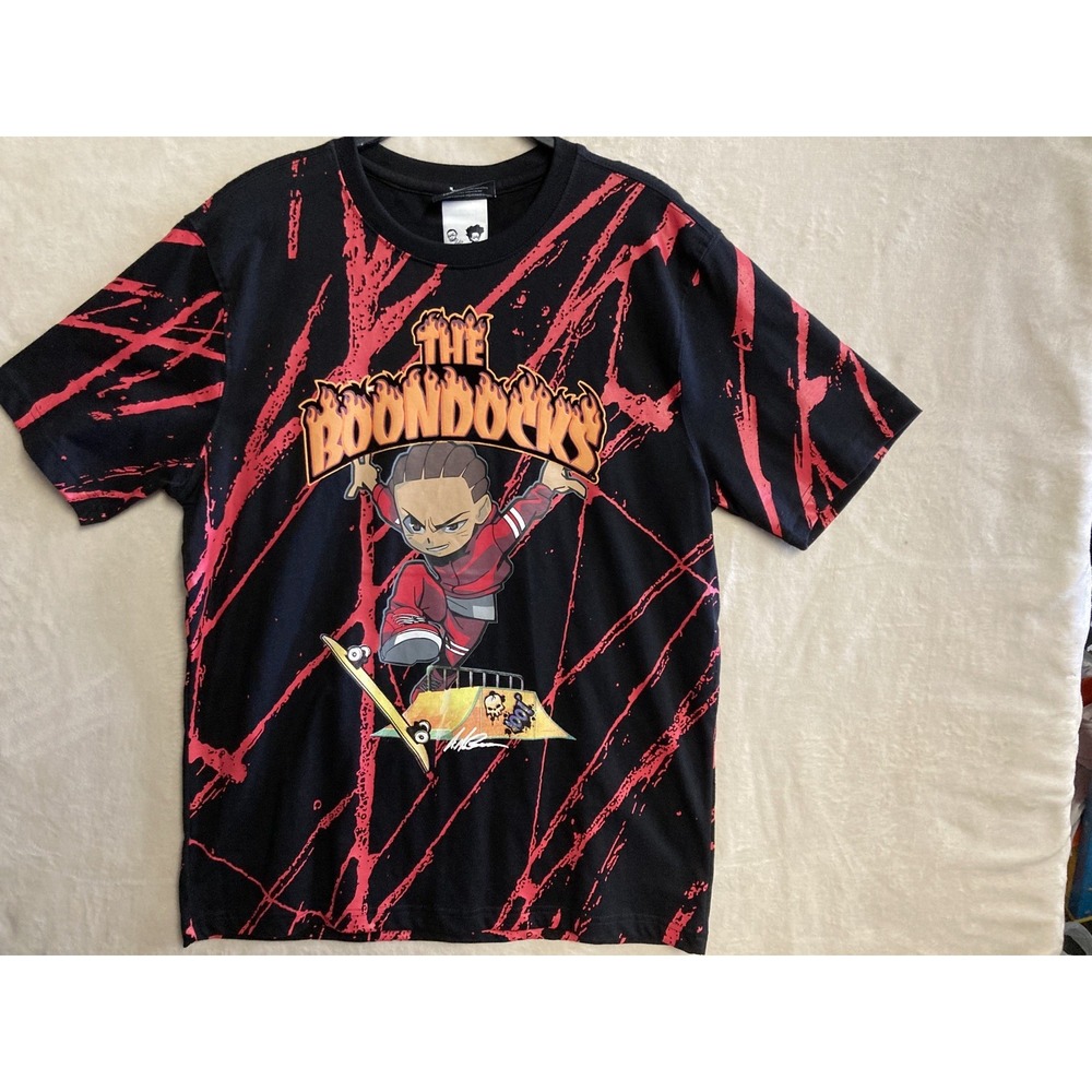 Official Boondocks Signature Black 3D Riley Shirt Size L Skateboard